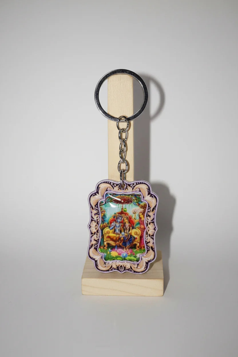 Radha Krishna resin keychain