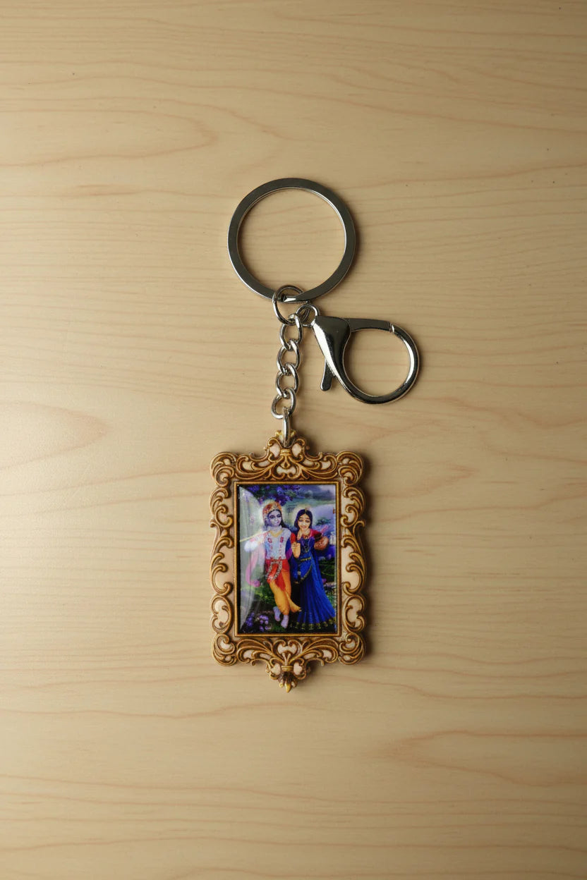 Radha Krishna resin keychain