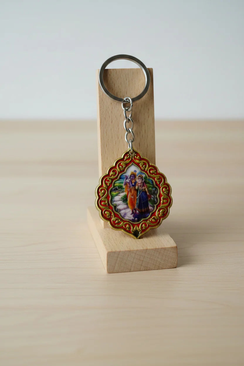 Radha Krishna resin keychain