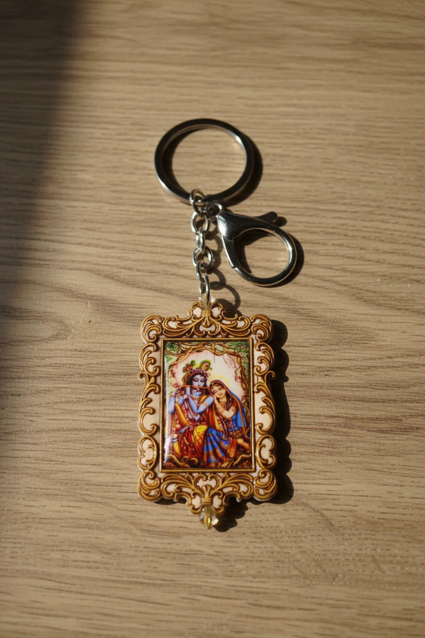 Radha Krishna resin keychain
