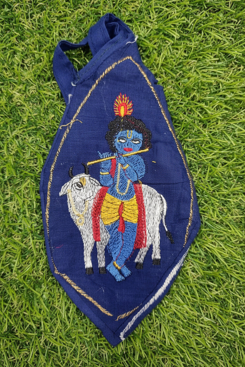 Krishna with cow Embroidery beadbag
