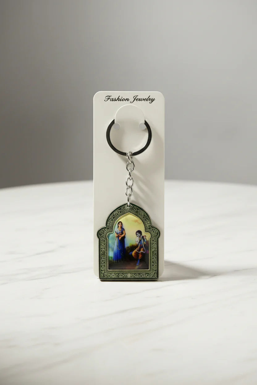 Radha Krishna resin keychain