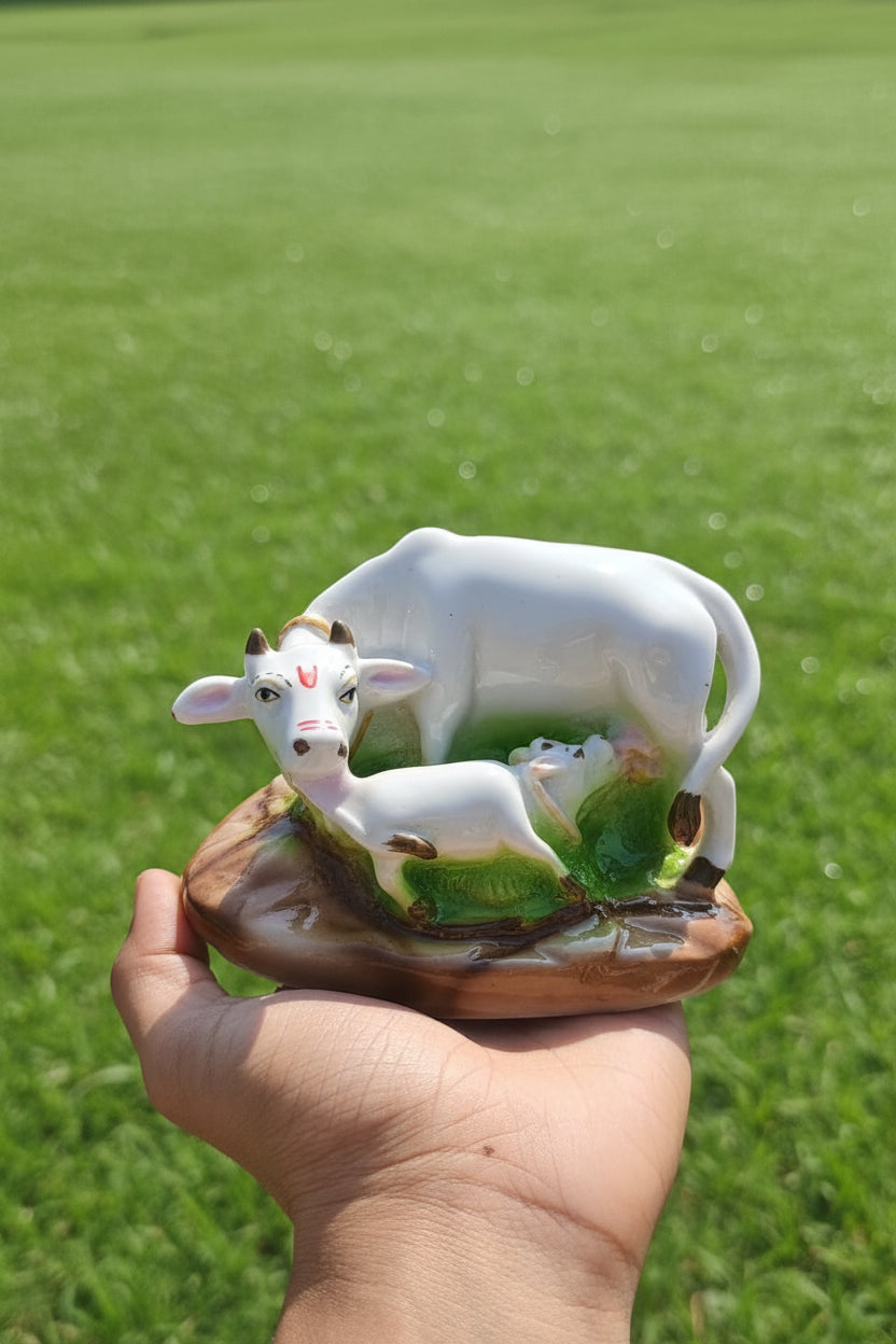 cow and calf statue made with Marble dust (3 inch)