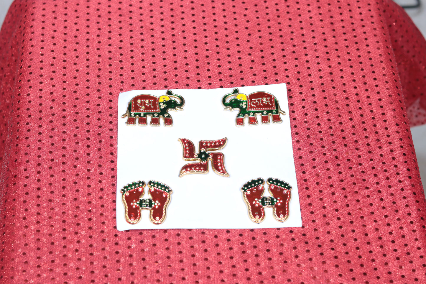 Multicolour Acrylic Shubh Labh Laxmi Feet Swastik Sticker