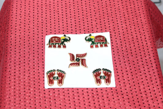 Multicolour Acrylic Shubh Labh Laxmi Feet Swastik Sticker