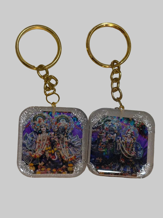 Radha shyamsundar and Krishna Balram Double side keychain