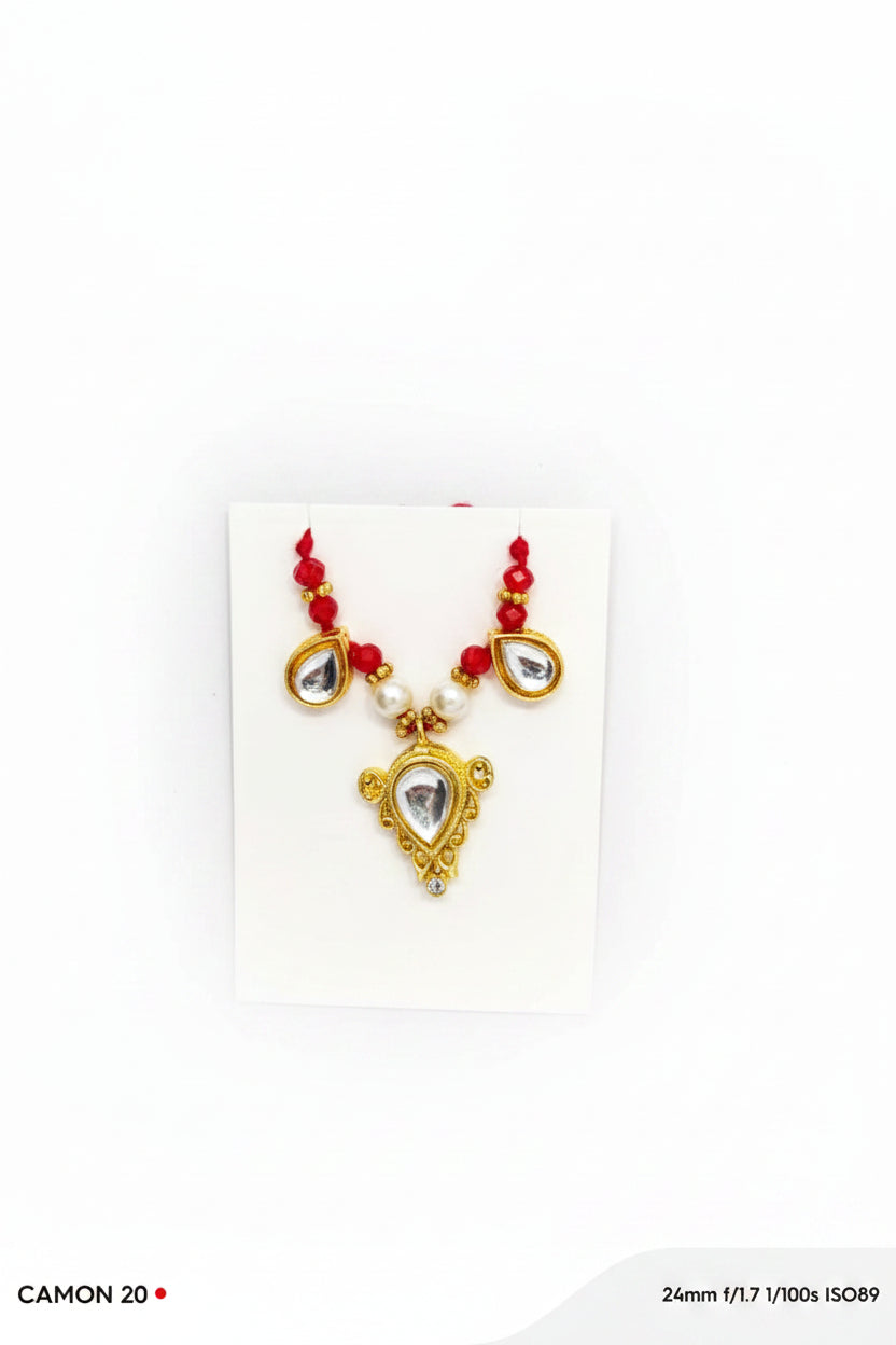 Single layer Kundan & Moti Necklace