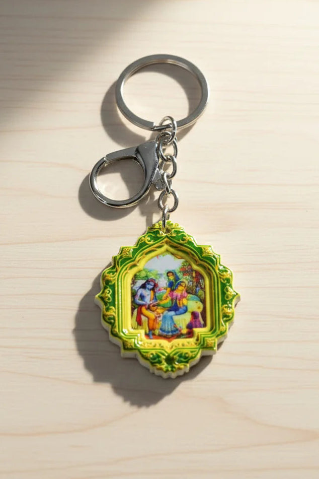 Radha Krishna resin keychain